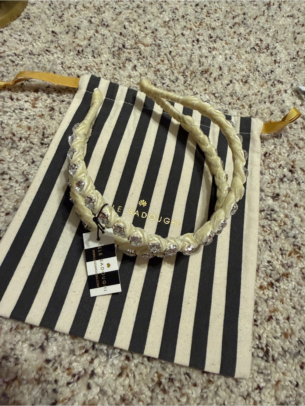 Lele Sadoughi Crystal Crossover Headband - Ivory - Picture 2 of 12